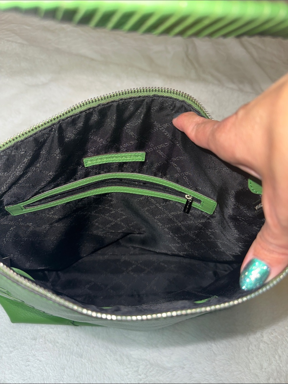 BCBGMaxAzria Green Leather Shoulder Hobo - Picture 10 of 13